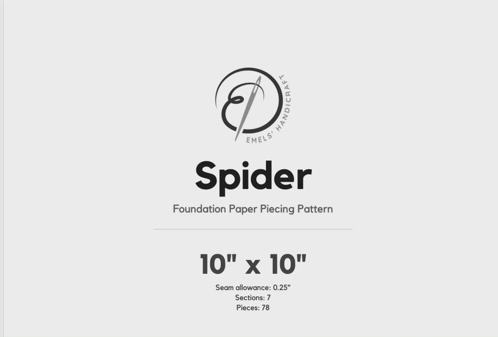 Spider FPP Quilt Block Pattern – PDF Download | 4 Sizes Included