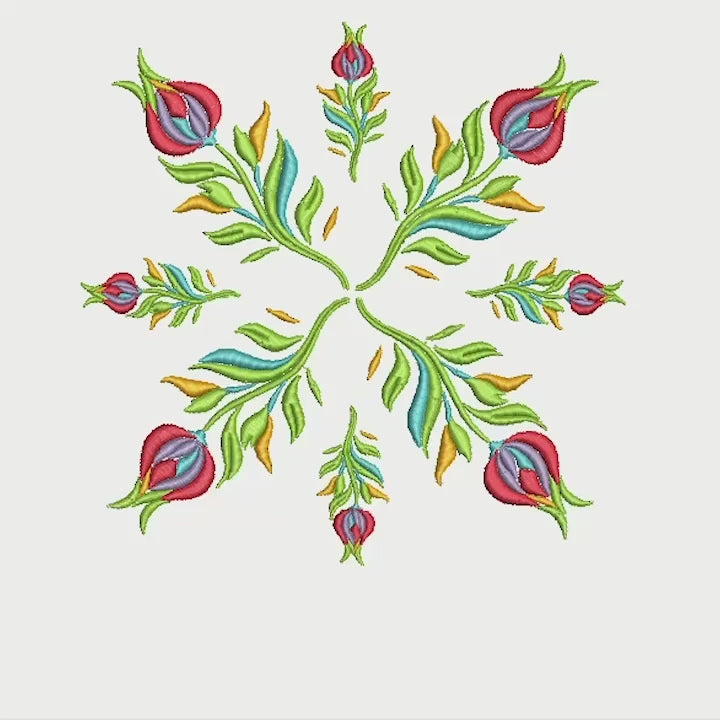 Floral Round  Machine Embroidery Design
