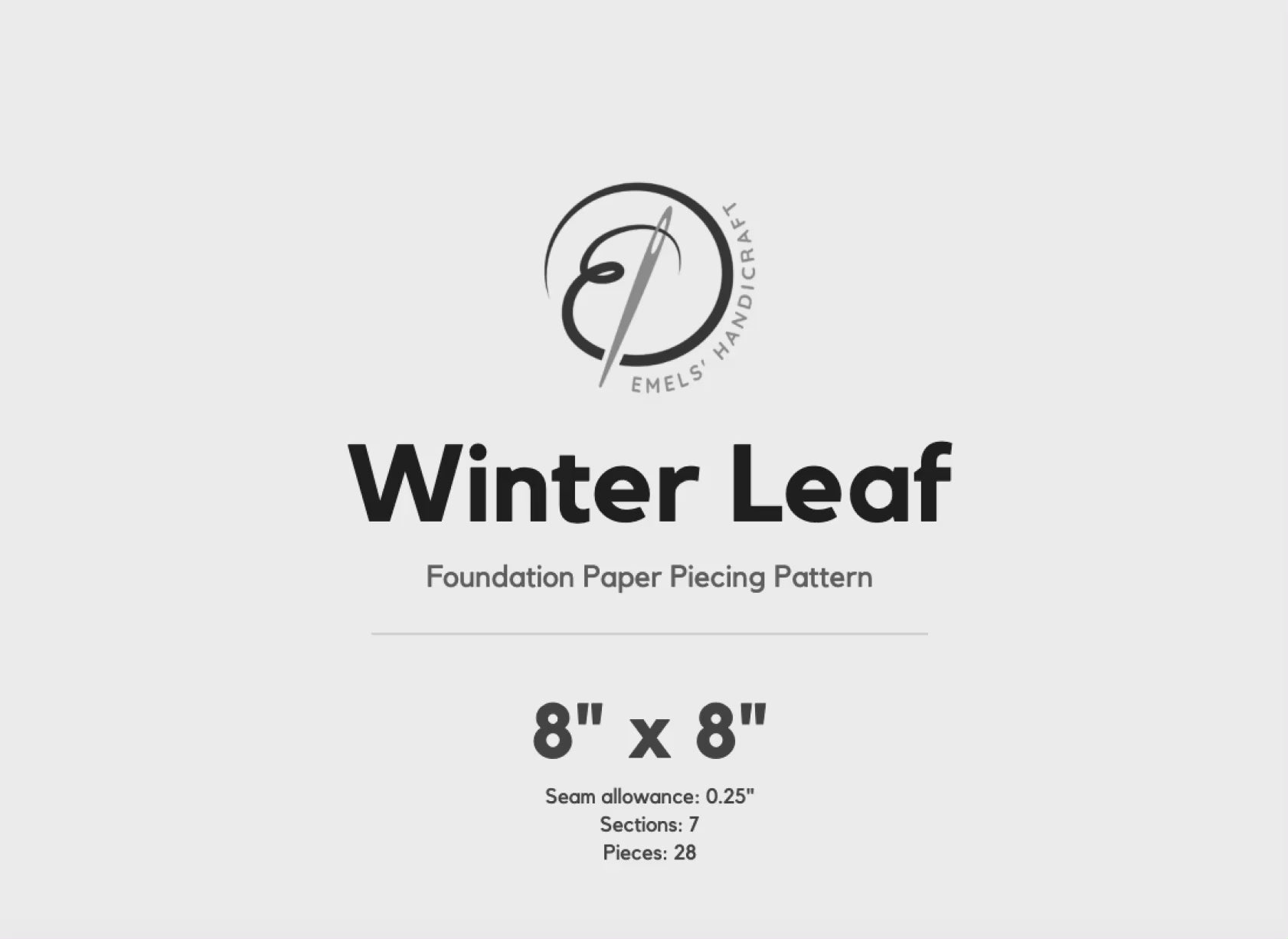 Winter Leaf FPP Quilt Block Pattern / 4 Sizes Included – PDF Download