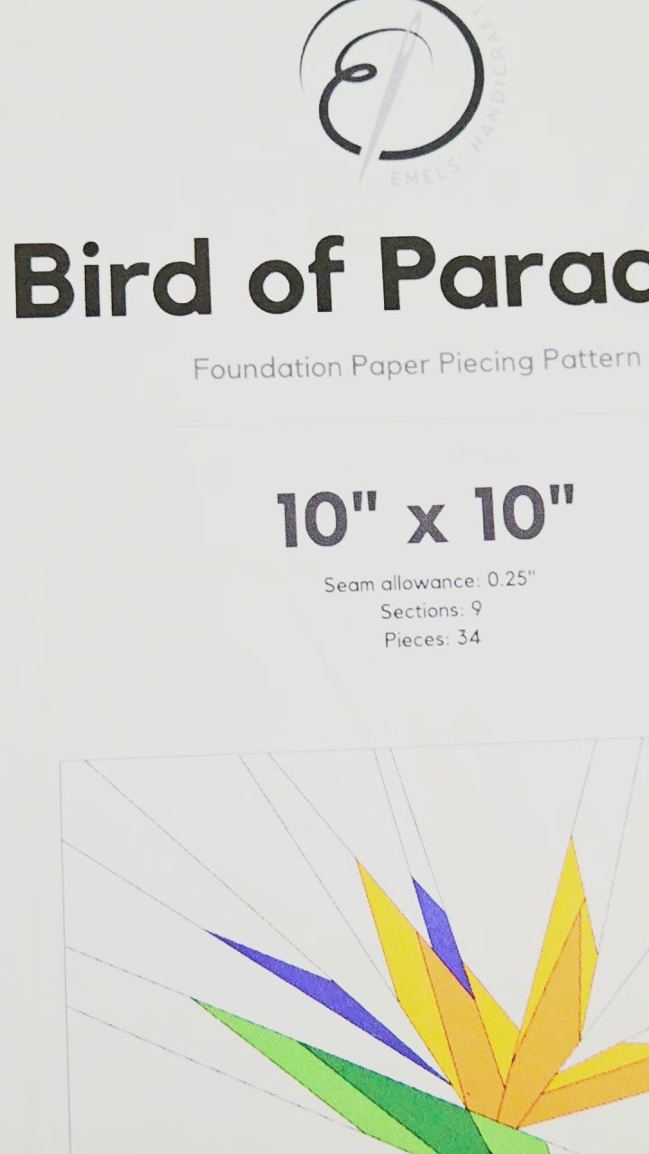 Bird of Paradise FPP Quilt Block Pattern – PDF Download | 4 Sizes Included