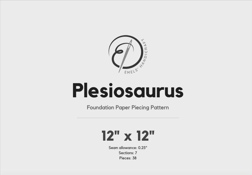 Plesiosaurus Quilt Block Pattern – Dinosaur Quilt Block - PDF Download | 4 Sizes Included
