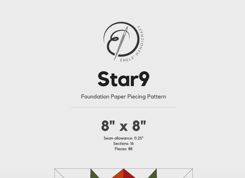 Ember Star FPP Quilt Block Pattern – PDF Download |6 Sizes Included