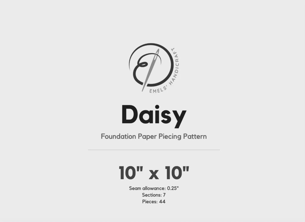 Daisy FPP Quilt Block Pattern / 4 Sizes Included – PDF Download