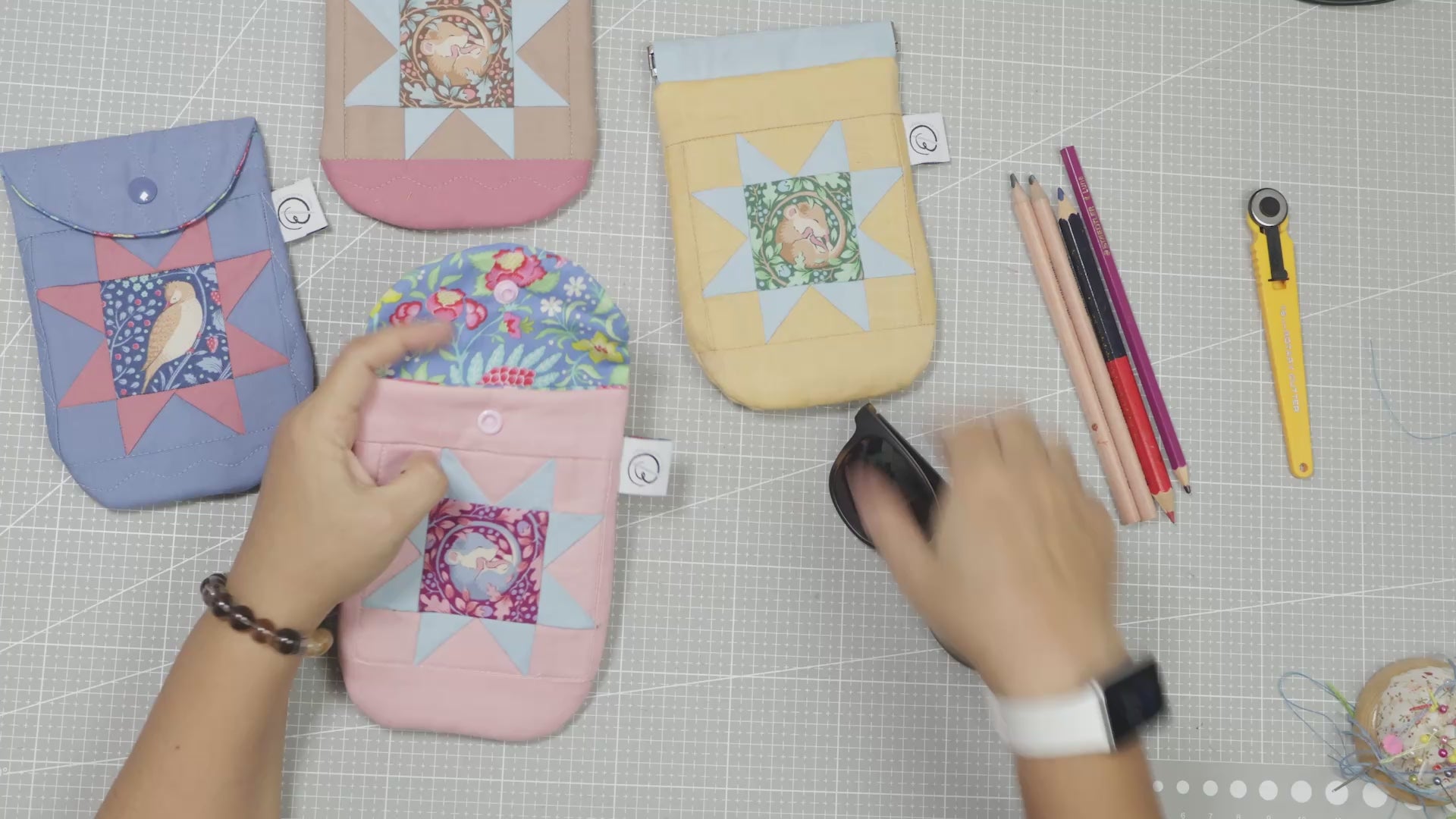 Glasses/Pencilcase Pouch PDF Sewing Pattern and Paper Piecing Pattern