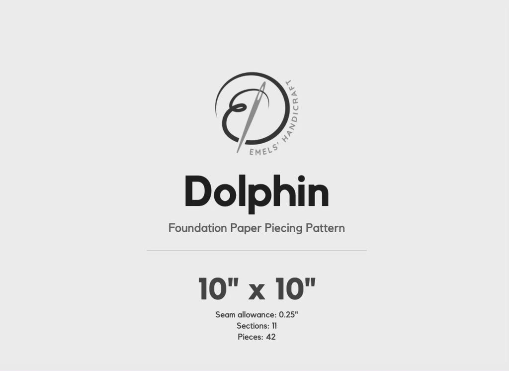 Dolphin FPP Quilt Block Pattern – PDF Download | 4 Sizes Included