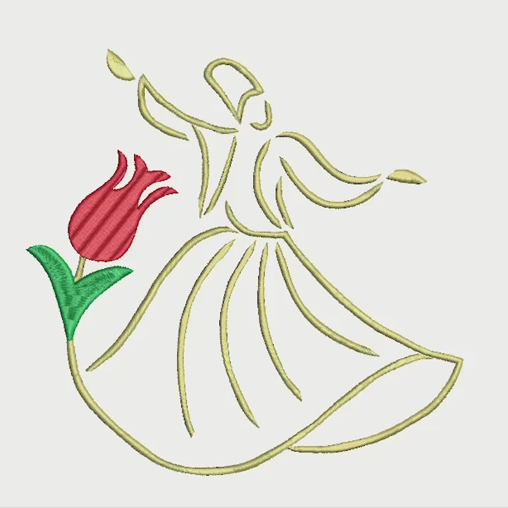 Floral Rumi (Mevlana) Machine Embroidery Design