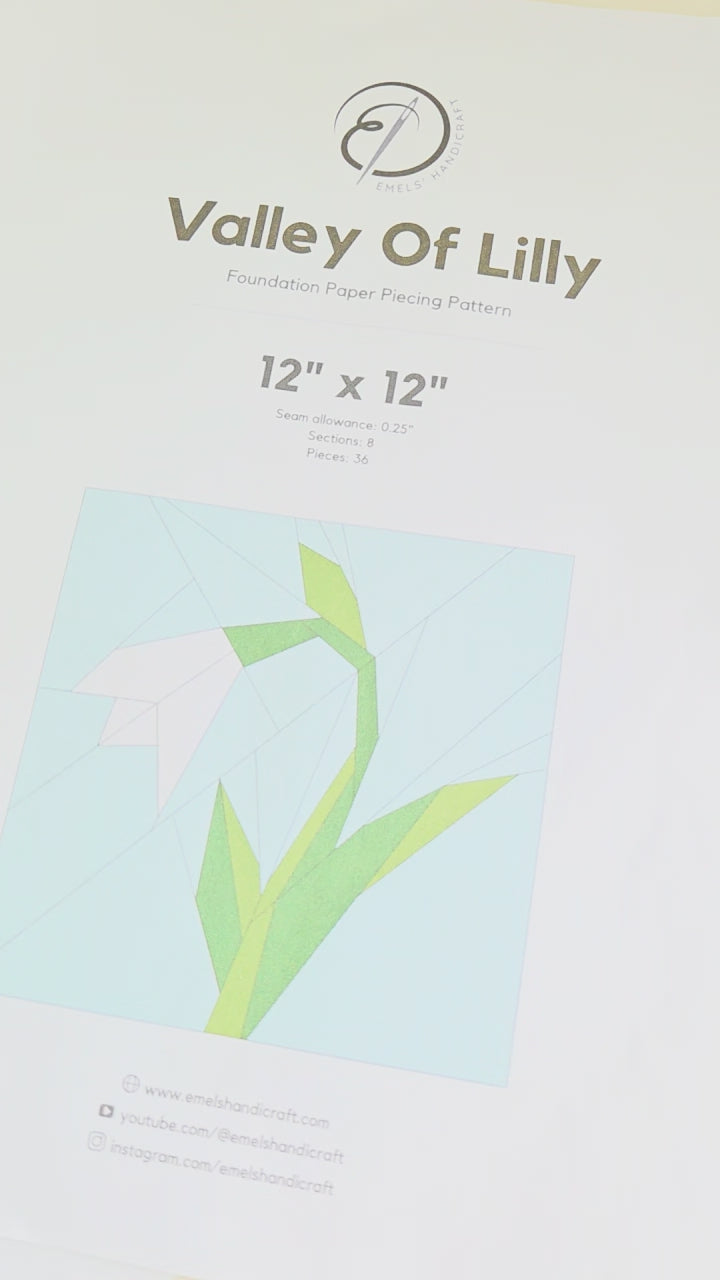 Lily of the Valley  FPP Quilt Block Pattern  – PDF Download | 4 Sizes Included