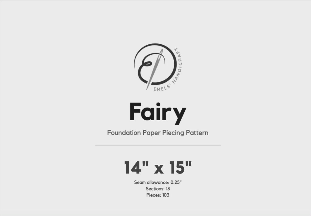 Fairy Foundation Paper Piecing Pattern | Fairy Quilt Block PDF | Fairytale FPP Pattern | Girls Nursery Quilt Decor | Instant Download