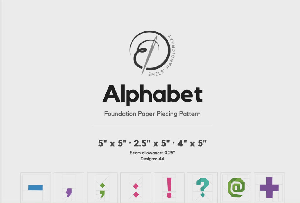 Alphabet FPP Quilt Pattern Multible sizes – PDF Download | 4 Sizes Included | 44 Characters