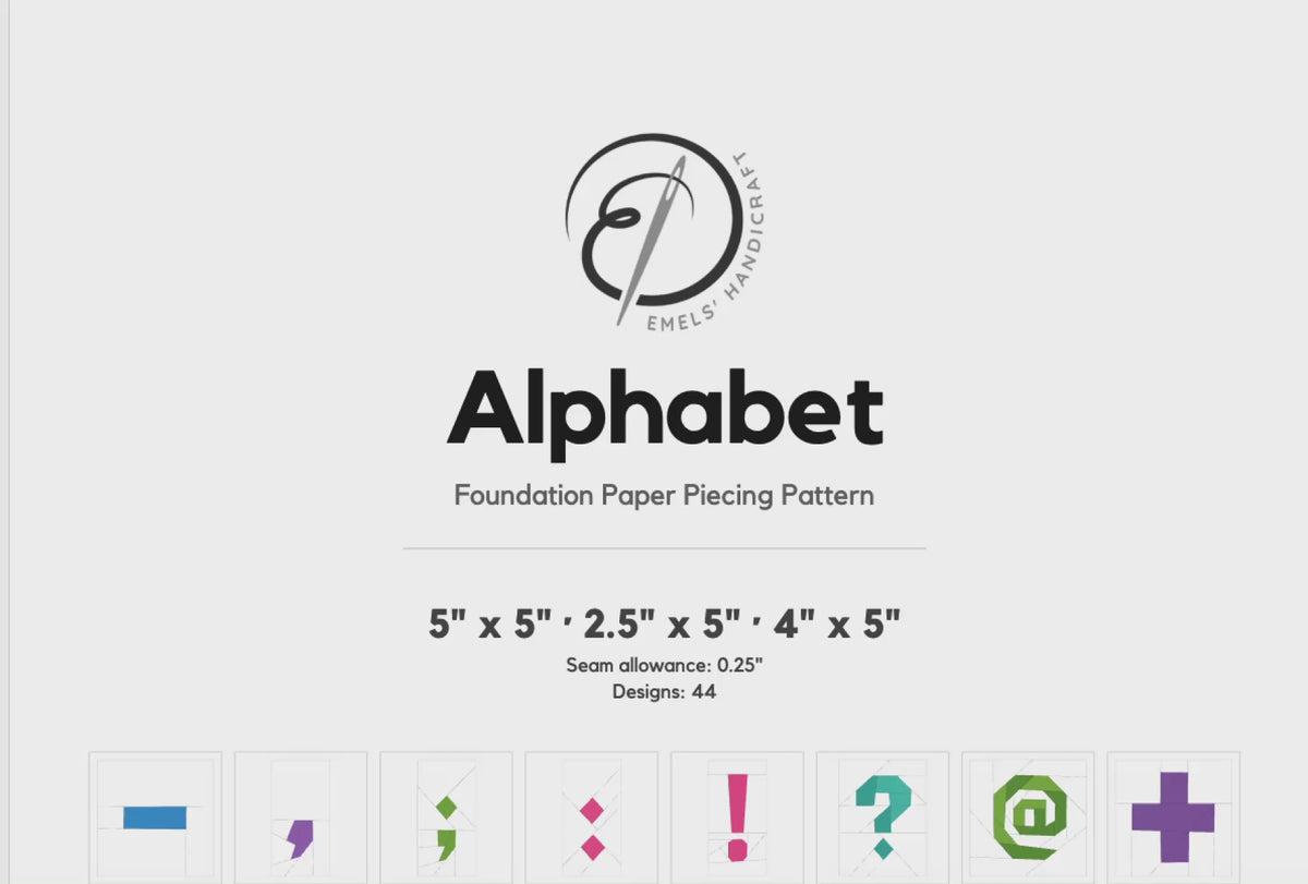 Alphabet FPP Quilt Pattern Multible sizes – PDF Download | 4 Sizes Included | 44 Characters