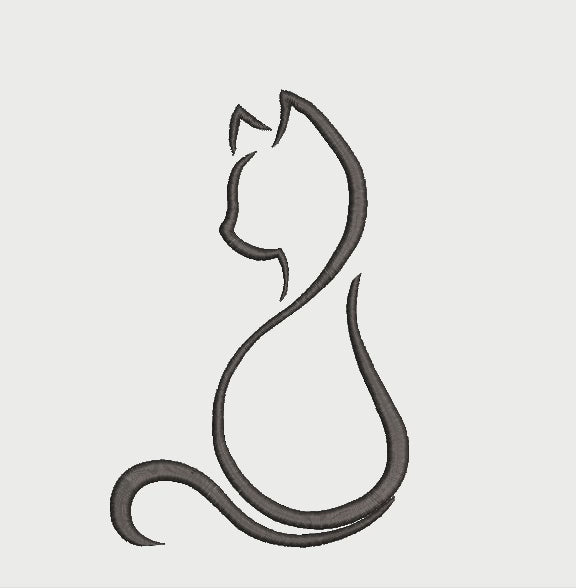Cat Silhouette Machine Embroidery Designs – 5 Sizes
