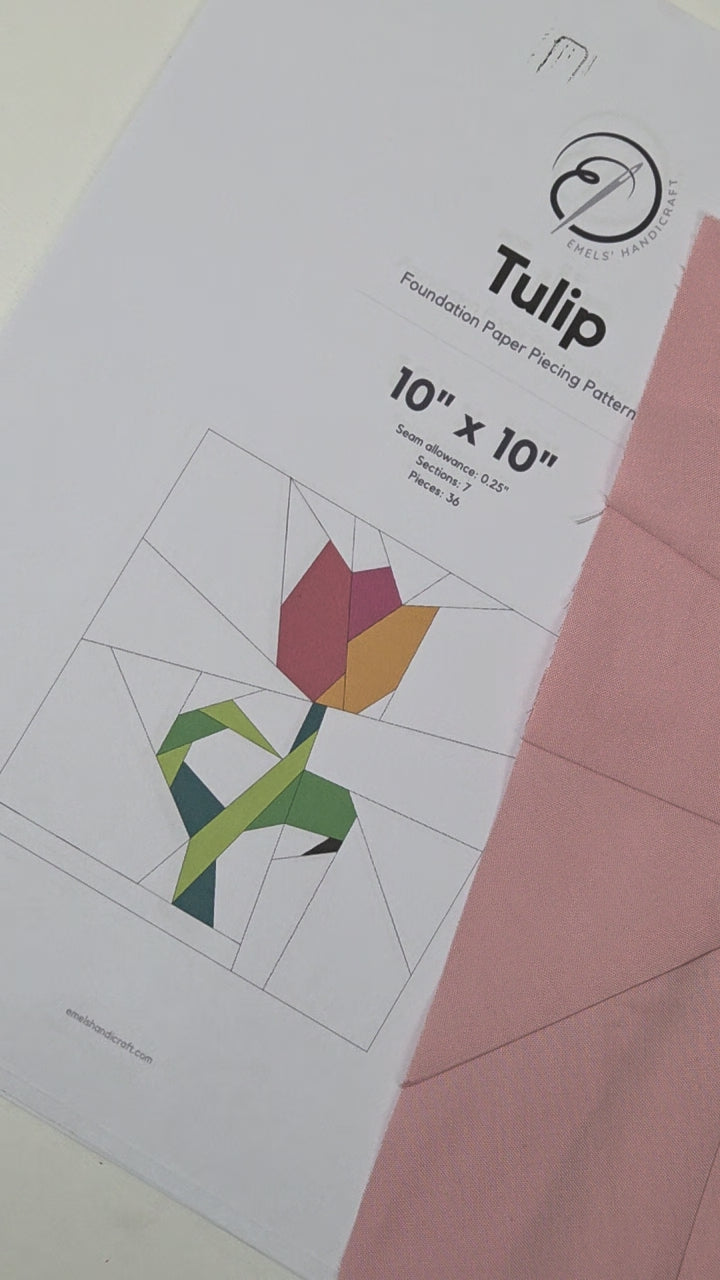 Tulip FPP Quilt Block Pattern – PDF Download | 4 Sizes Included