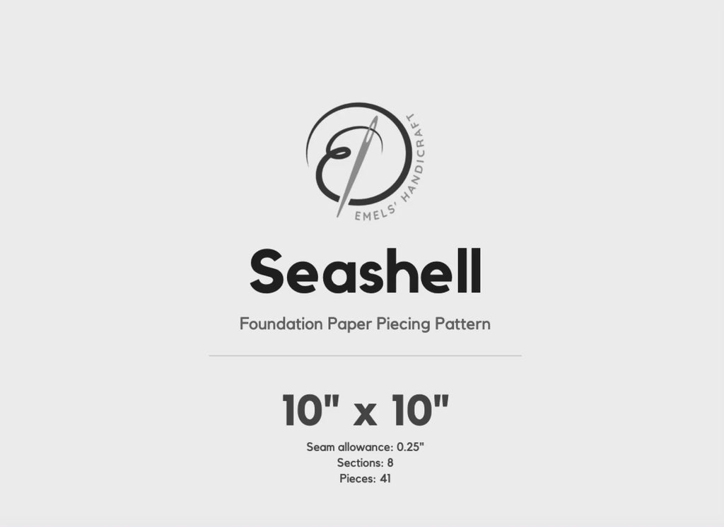 Seashell FPP Quilt Block Pattern – PDF Download | 4 Sizes Included
