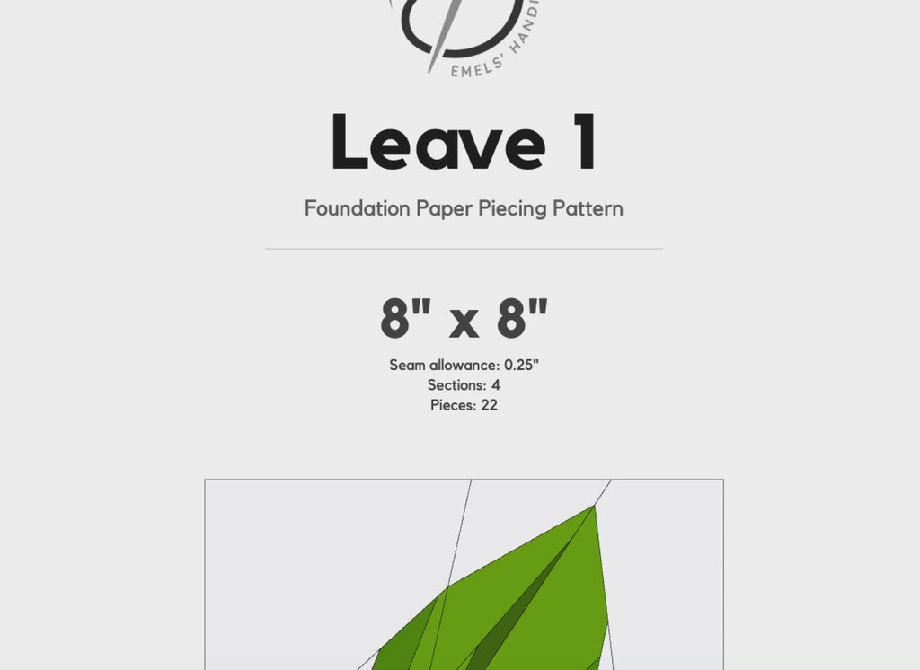 Leaf FPP Quilt Block Pattern / 4 Sizes Included – PDF Download