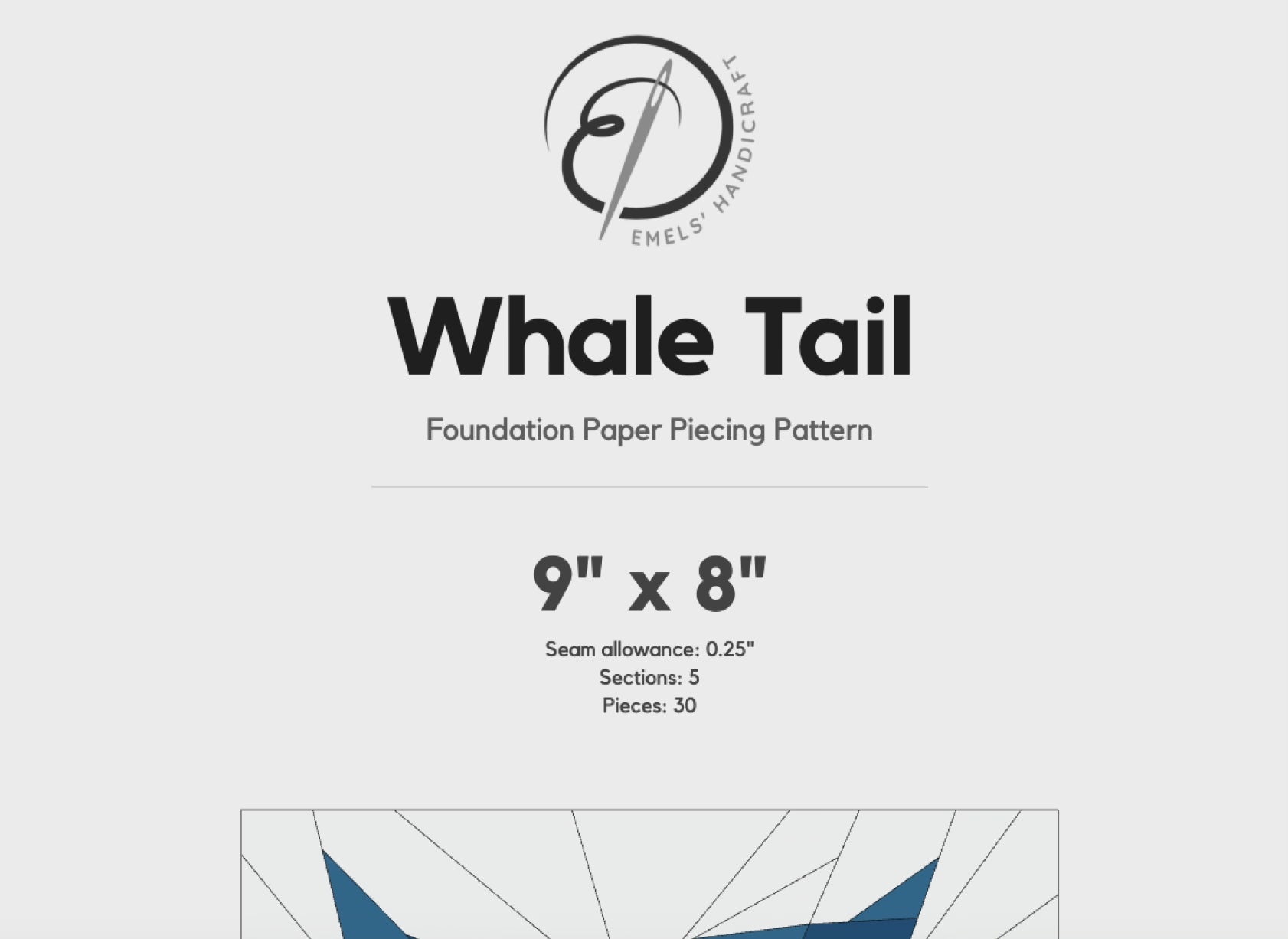 Whale Tail FPP Quilt Block Pattern – PDF Download | 5 Sizes Included