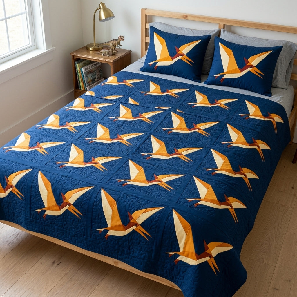 Pteranodon Quilt Block Pattern – Dinosaur Quilt Block - PDF Download | 4 Sizes Included