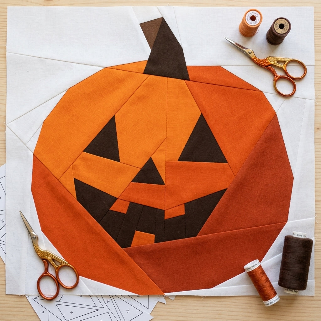 Pumpkin FPP Quilt Block Pattern – PDF Download | 4 Sizes Included