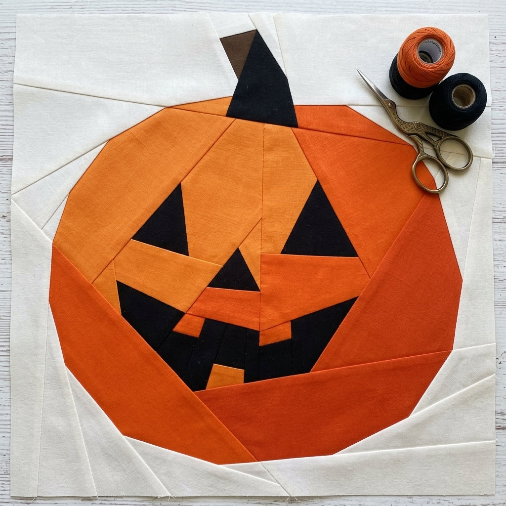 Pumpkin FPP Quilt Block Pattern – PDF Download | 4 Sizes Included