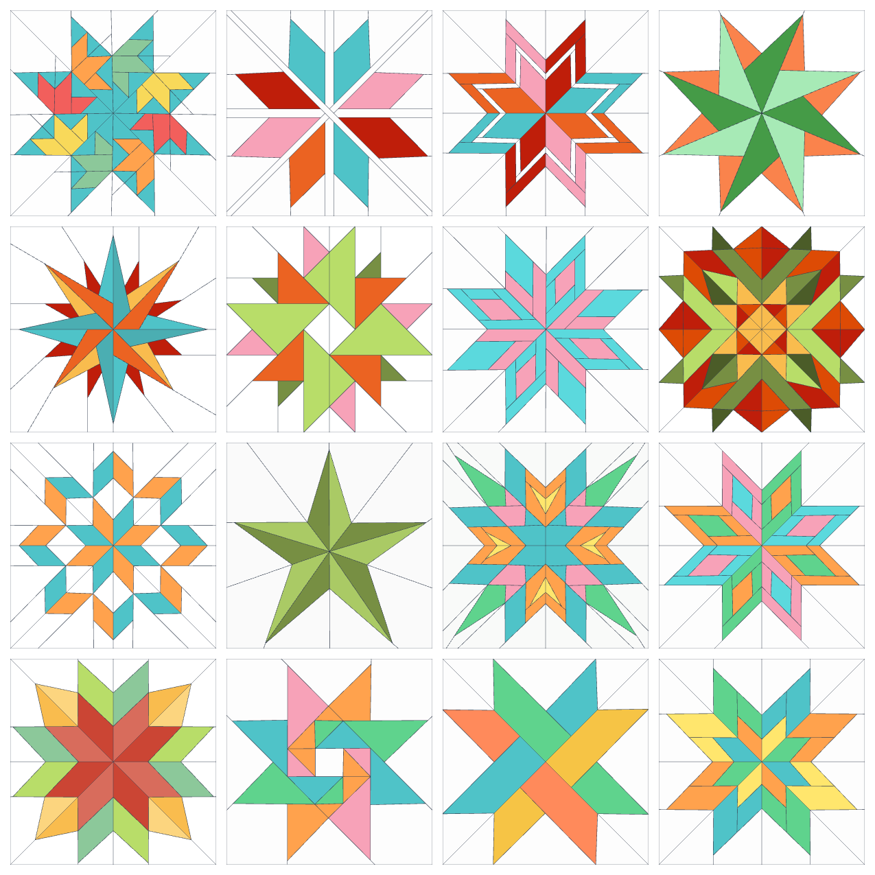 16 Star Modern Foundation Paper Piecing Pattern Bundle | PDF Quilt Patterns