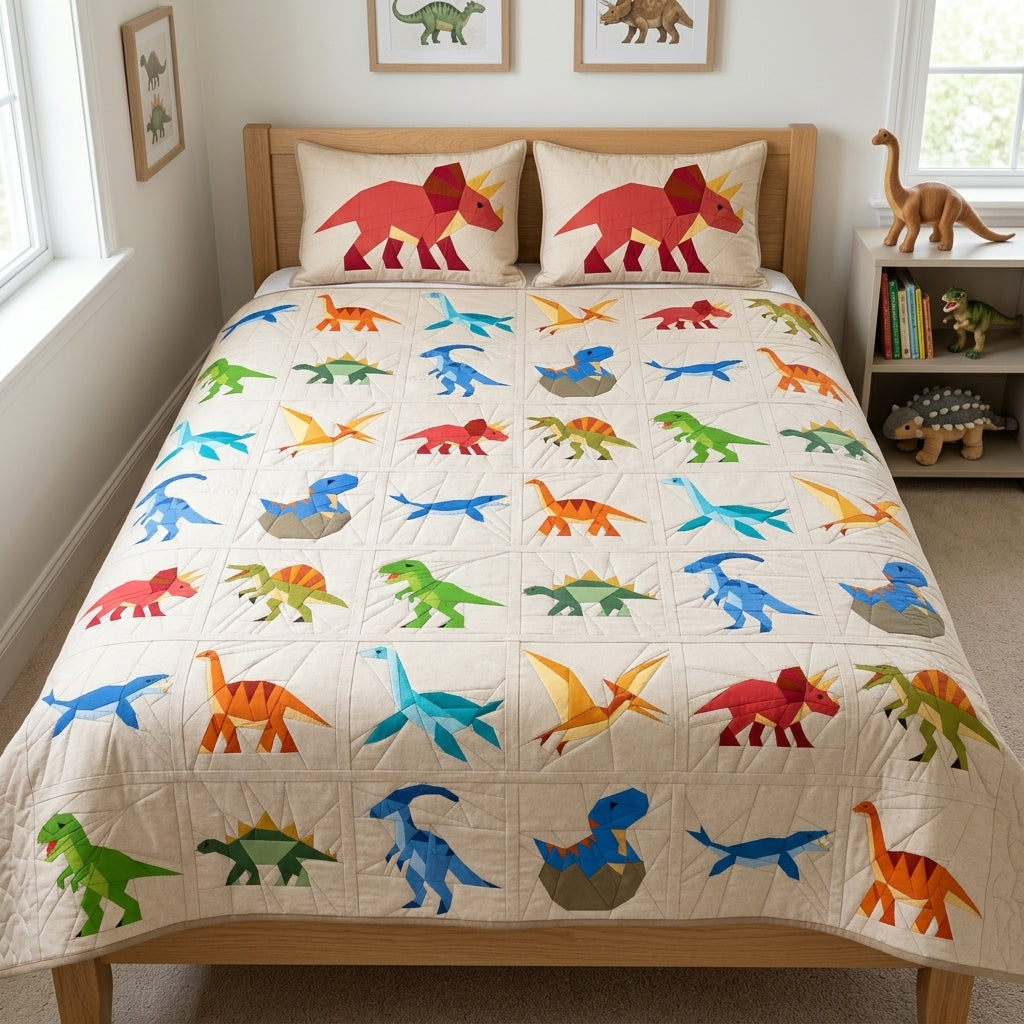 10 Dinosaur FPP Pattern Bundle | Foundation Paper Piecing Quilt Blocks | 4 Sizes | PDF Download
