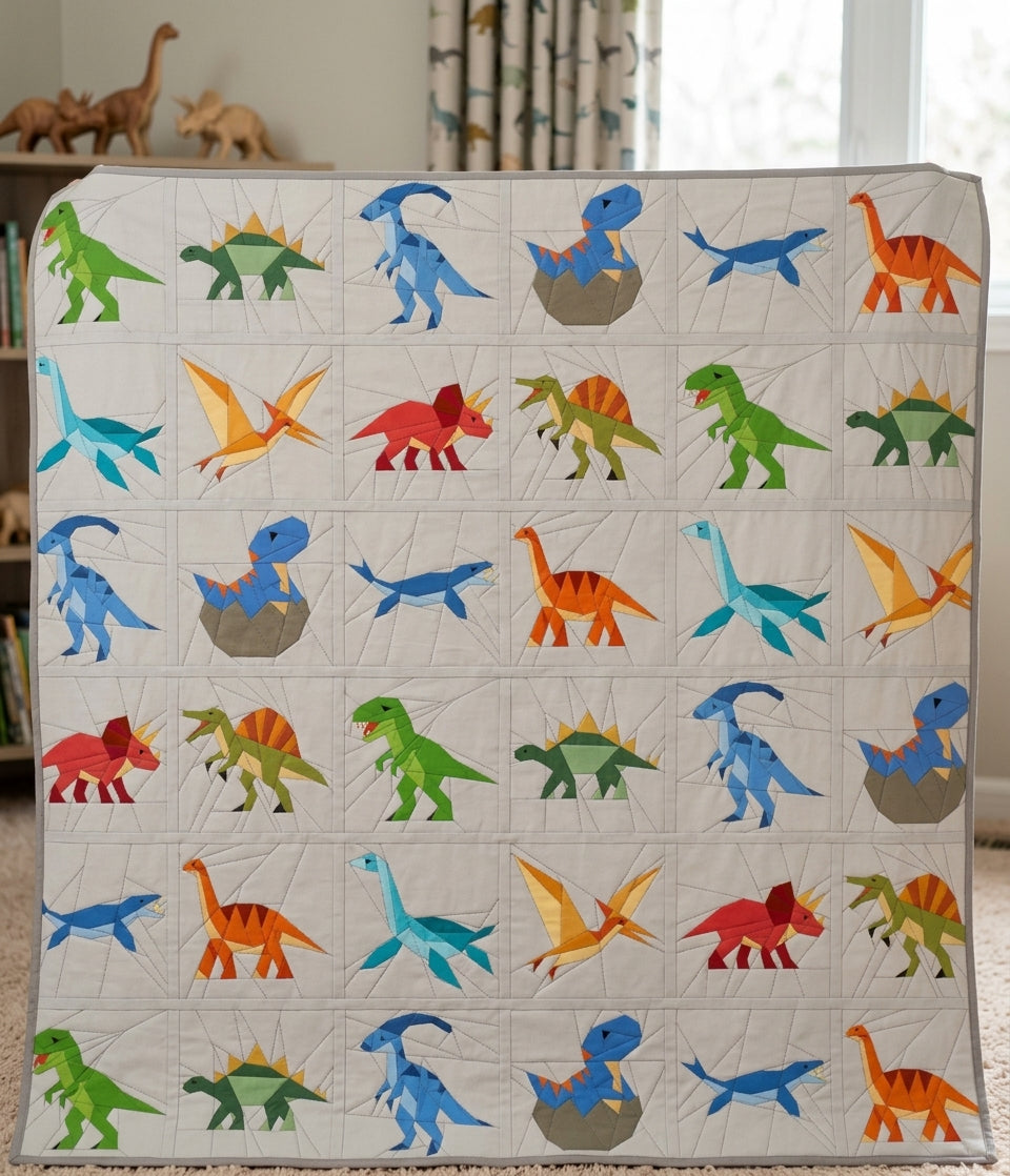 10 Dinosaur FPP Pattern Bundle | Foundation Paper Piecing Quilt Blocks | 4 Sizes | PDF Download