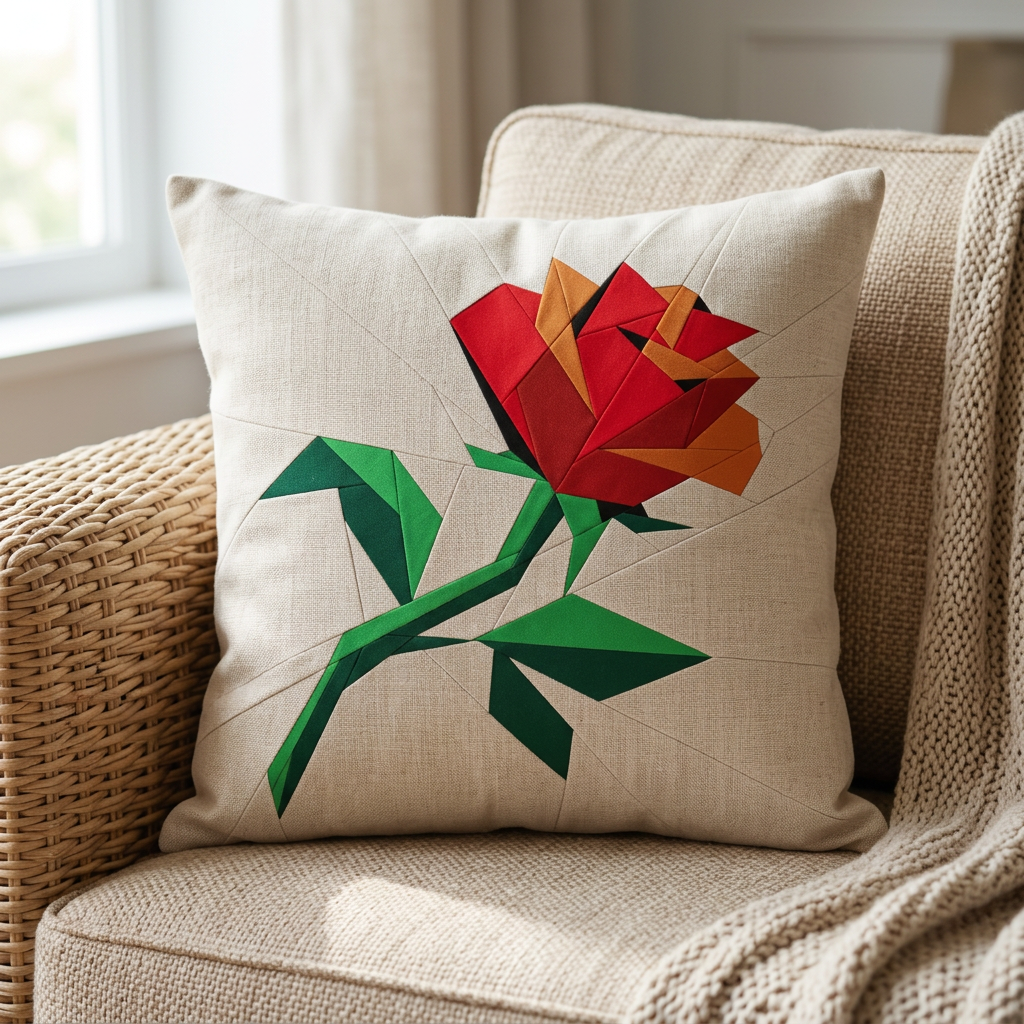 Rose FPP Quilt Block Pattern – PDF Download | 4 Sizes Included