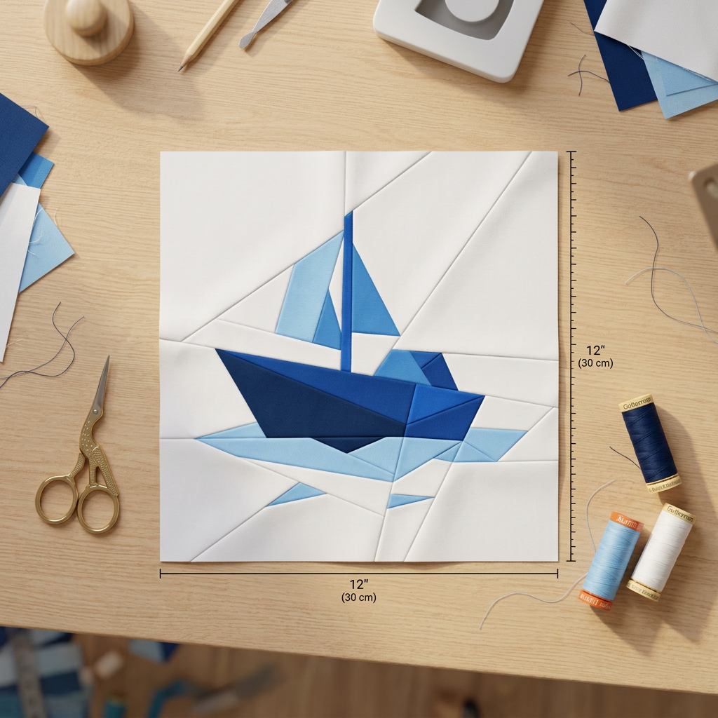 Sail FPP Quilt Block Pattern – PDF Download | 4 Sizes Included