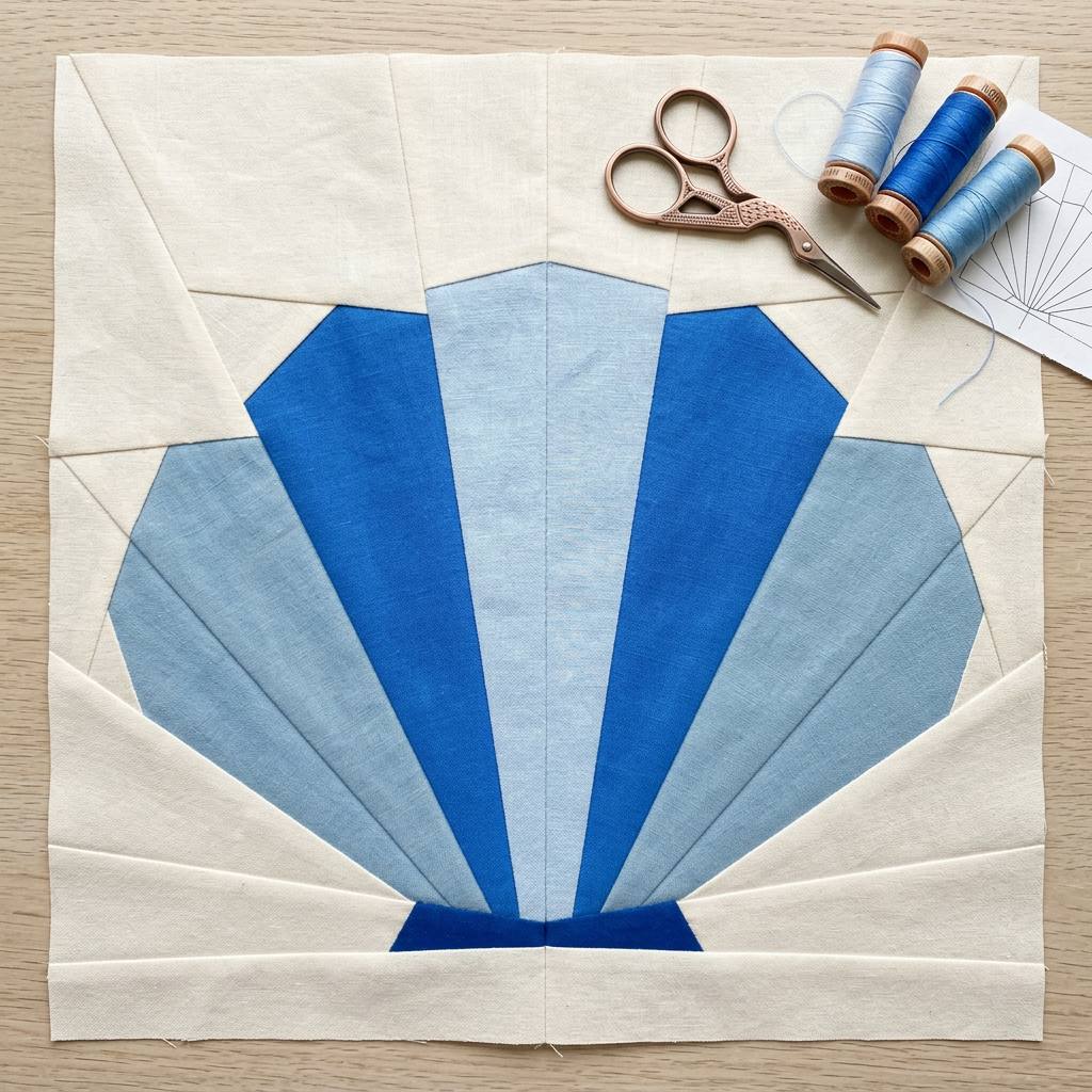 Scallop Shell FPP Quilt Block Pattern – PDF Download | 4 Sizes Included