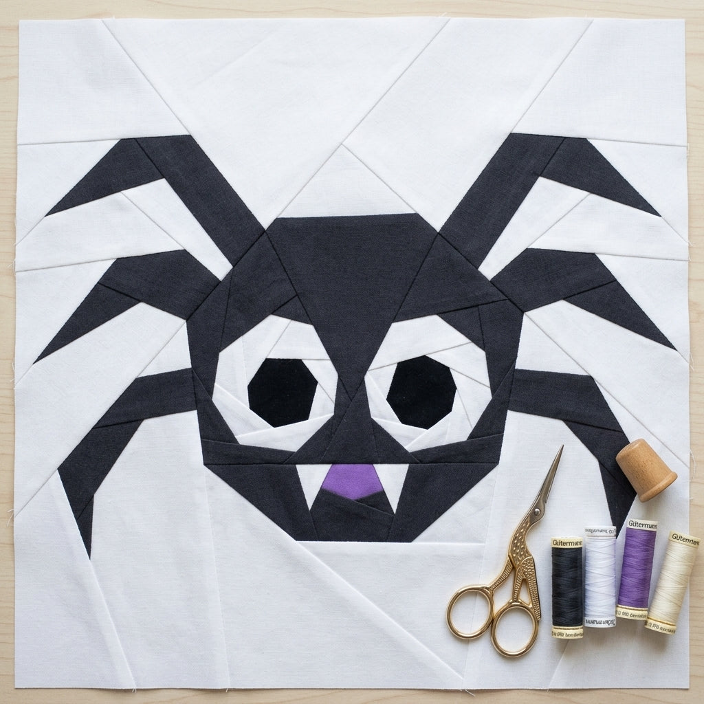 Spider FPP Quilt Block Pattern – PDF Download | 4 Sizes Included