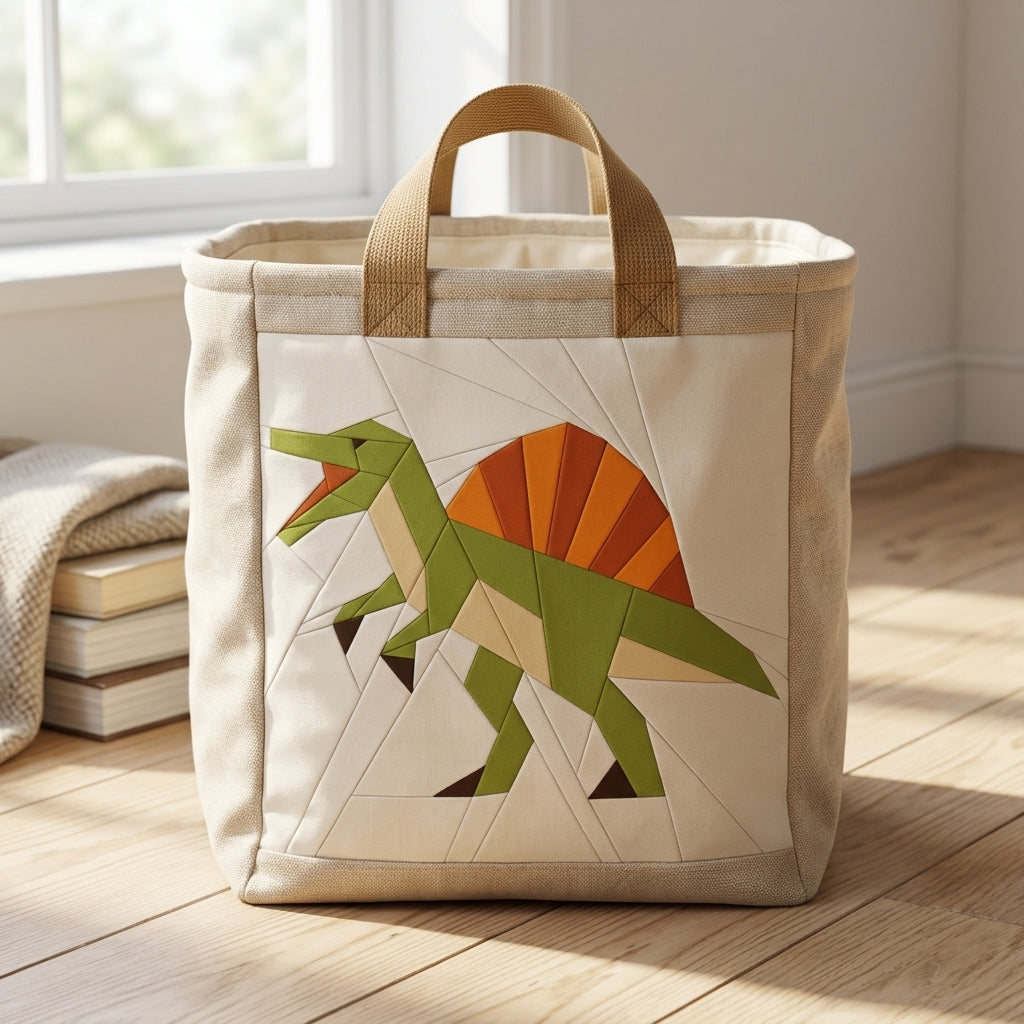 Spinosaurus Quilt Block Pattern – Dinosaur Quilt Block - PDF Download | 4 Sizes Included