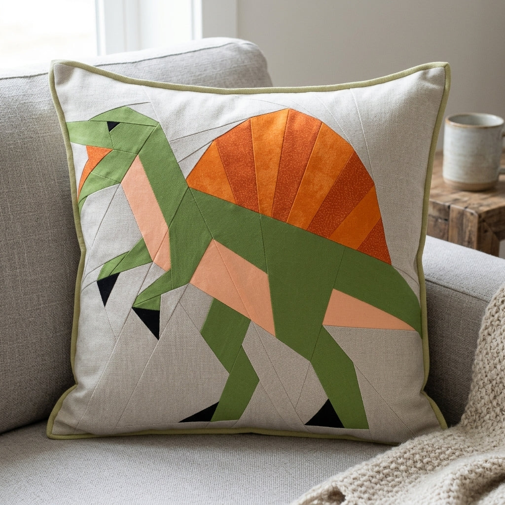 Spinosaurus Quilt Block Pattern – Dinosaur Quilt Block - PDF Download | 4 Sizes Included