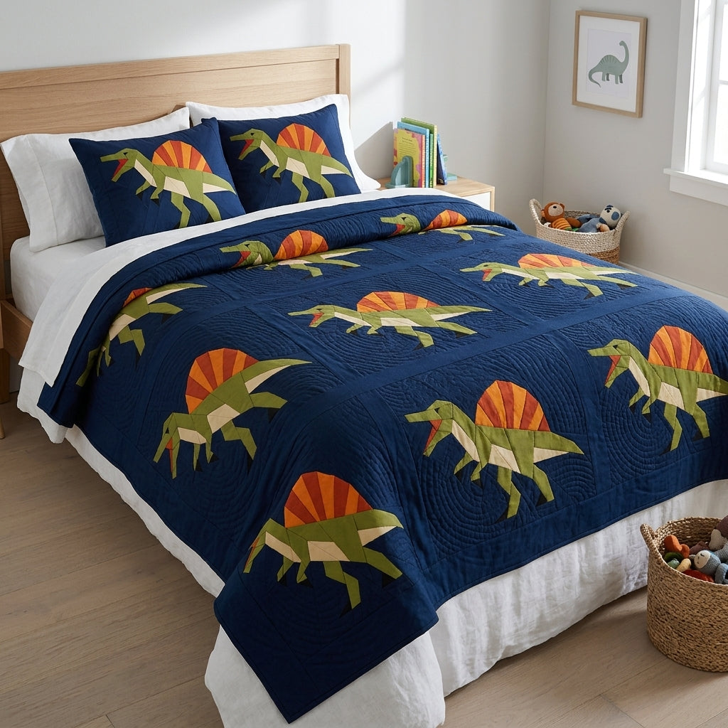 Spinosaurus Quilt Block Pattern – Dinosaur Quilt Block - PDF Download | 4 Sizes Included