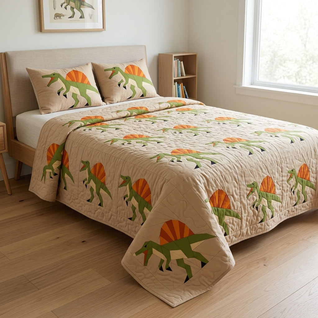 Spinosaurus Quilt Block Pattern – Dinosaur Quilt Block - PDF Download | 4 Sizes Included