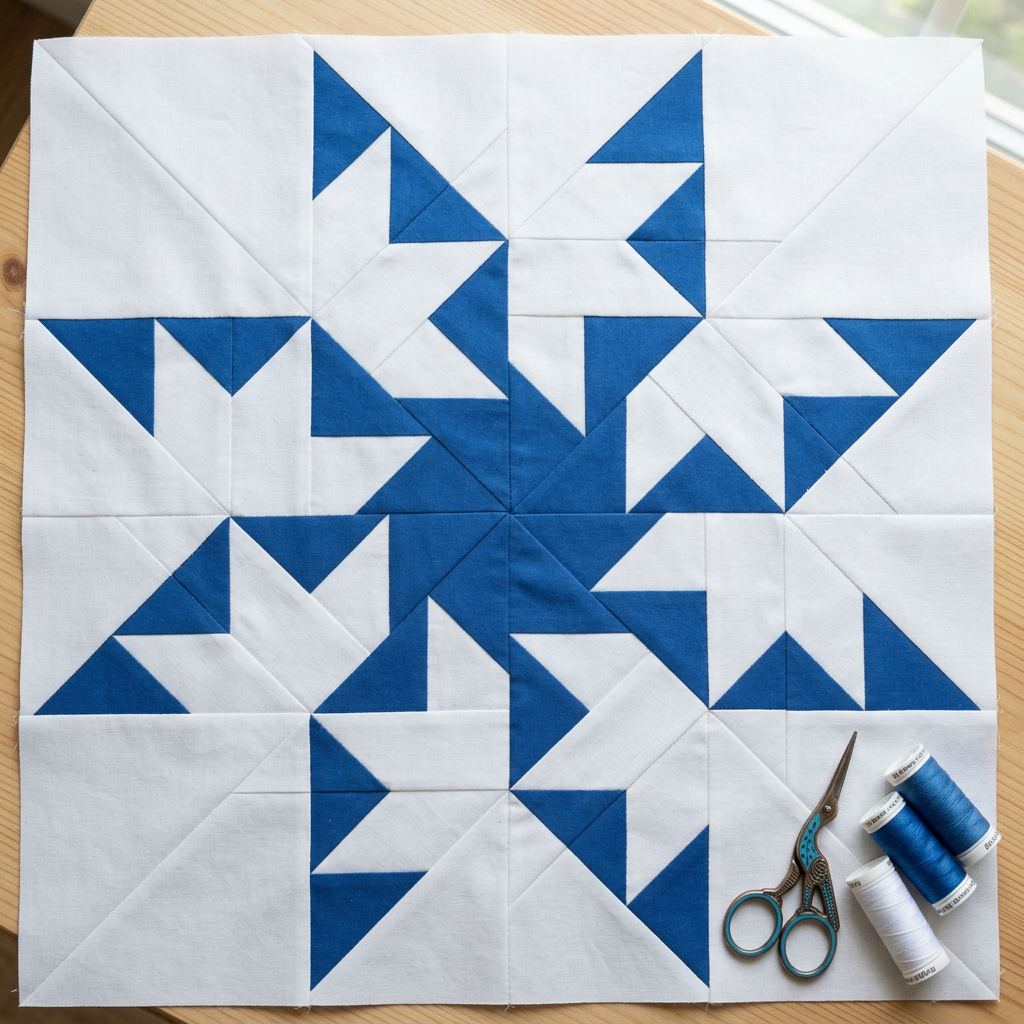 Aurora Star FPP Quilt Block Pattern – PDF Download | 5 Sizes Included