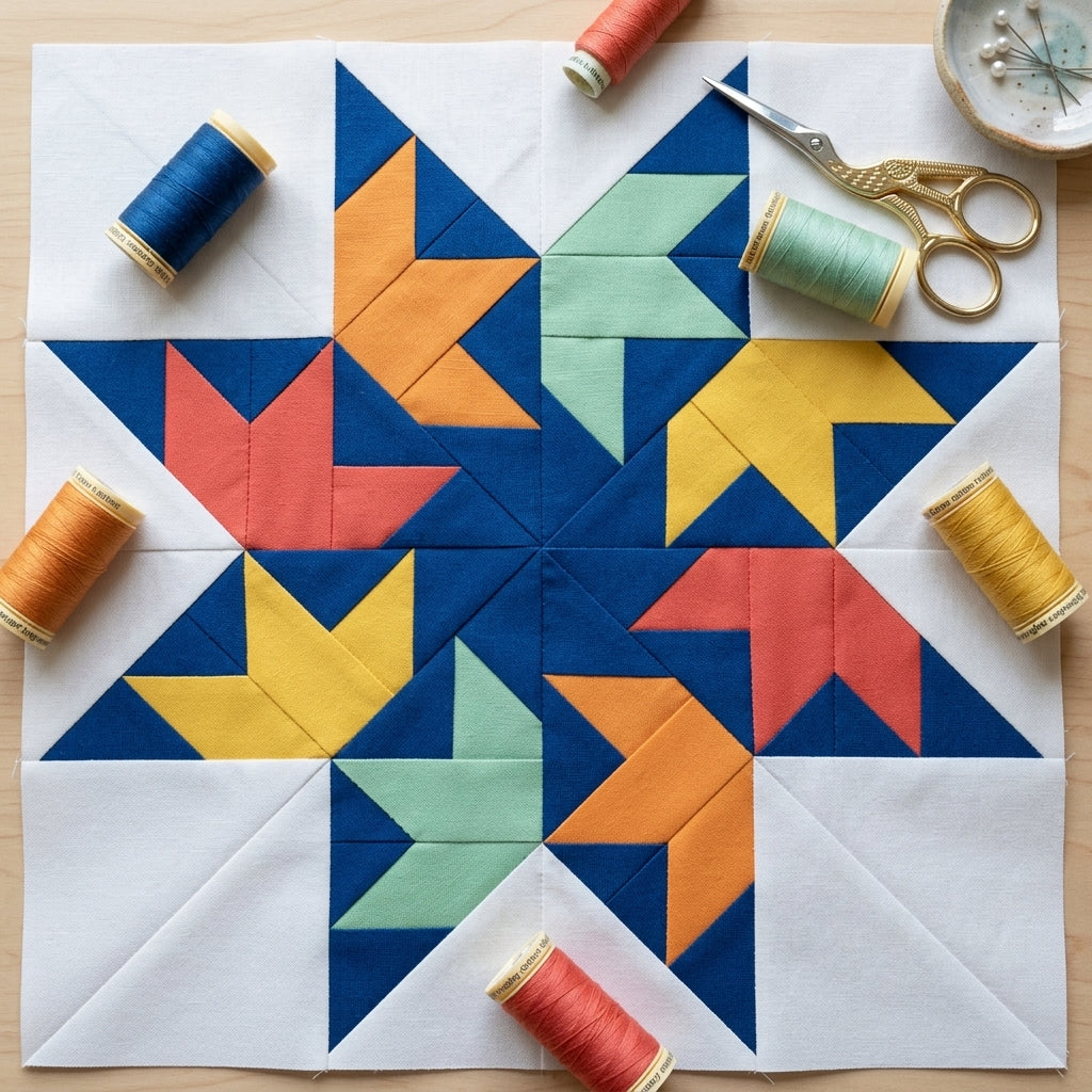 Aurora Star FPP Quilt Block Pattern – PDF Download | 5 Sizes Included
