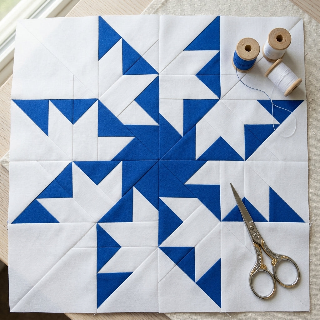 Aurora Star FPP Quilt Block Pattern – PDF Download | 5 Sizes Included