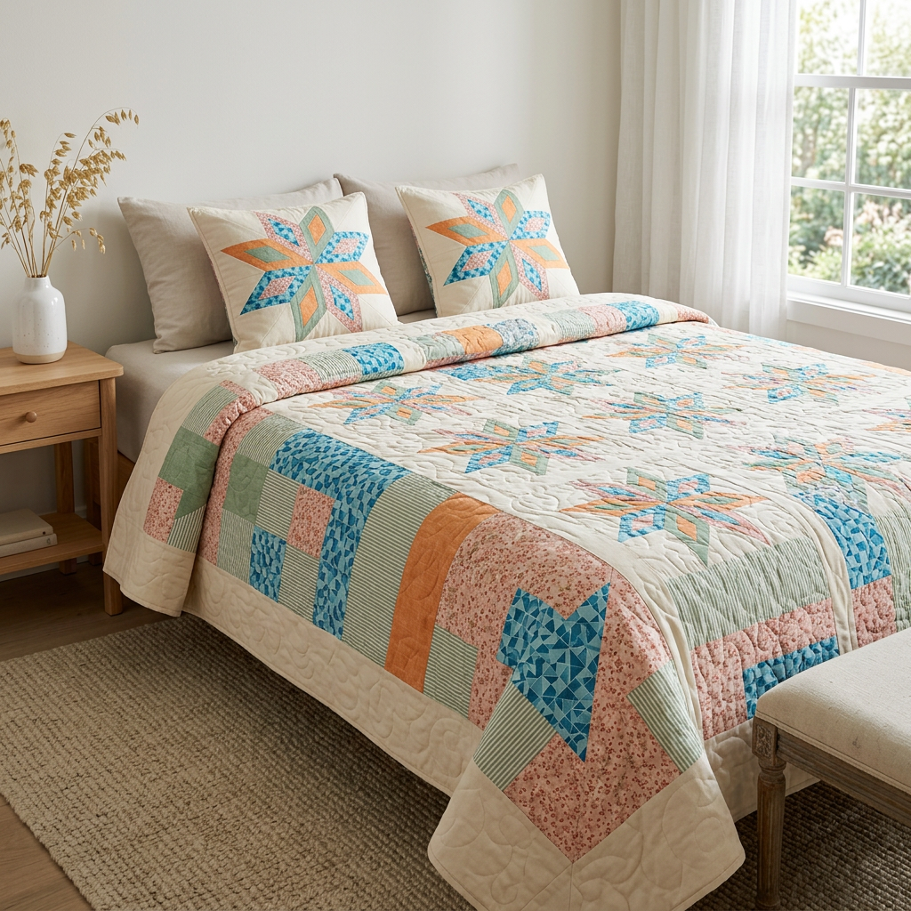 Orbit Star FPP Quilt Block Pattern – PDF Download |6 Sizes Included