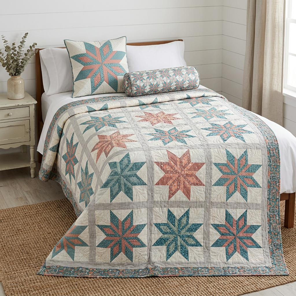 Axis Star FPP Quilt Block Pattern – PDF Download |6 Sizes Included