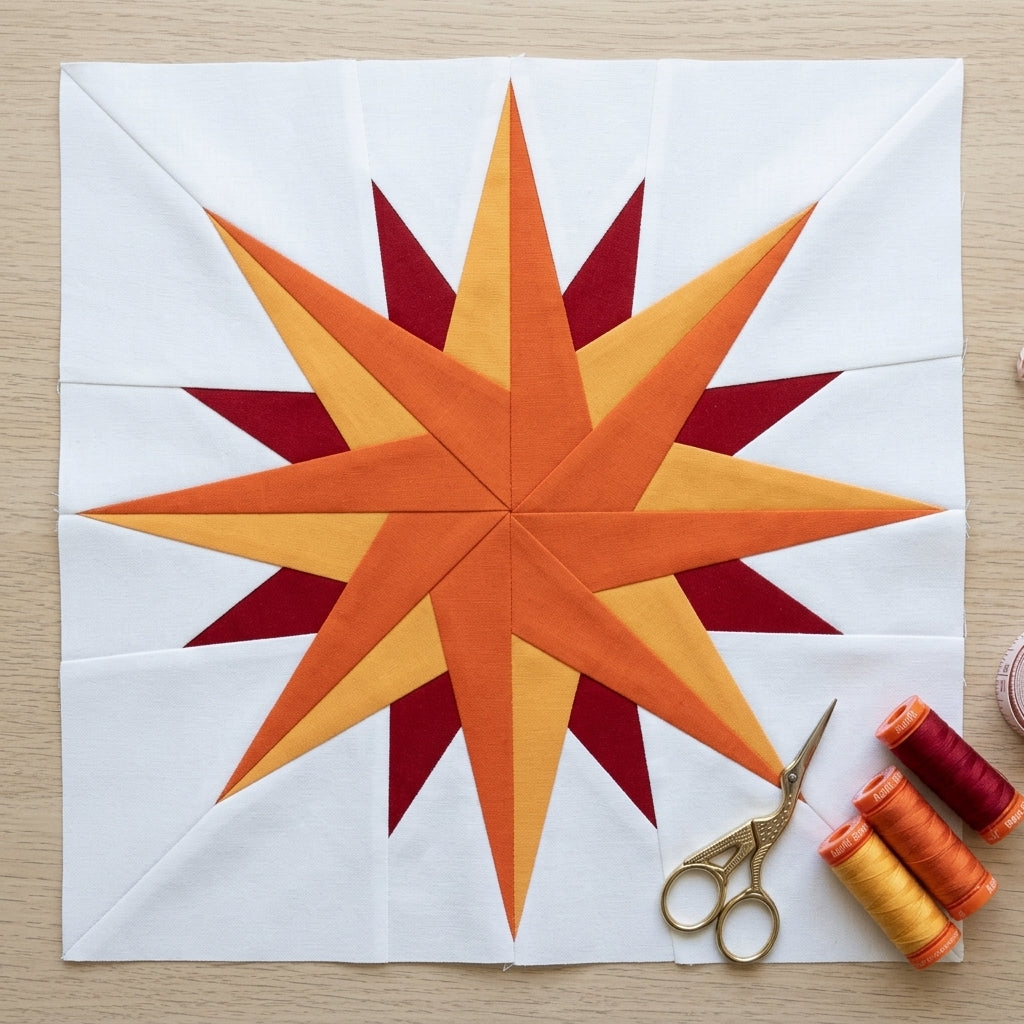 Radiant Star FPP Quilt Block Pattern – PDF Download |6 Sizes Included