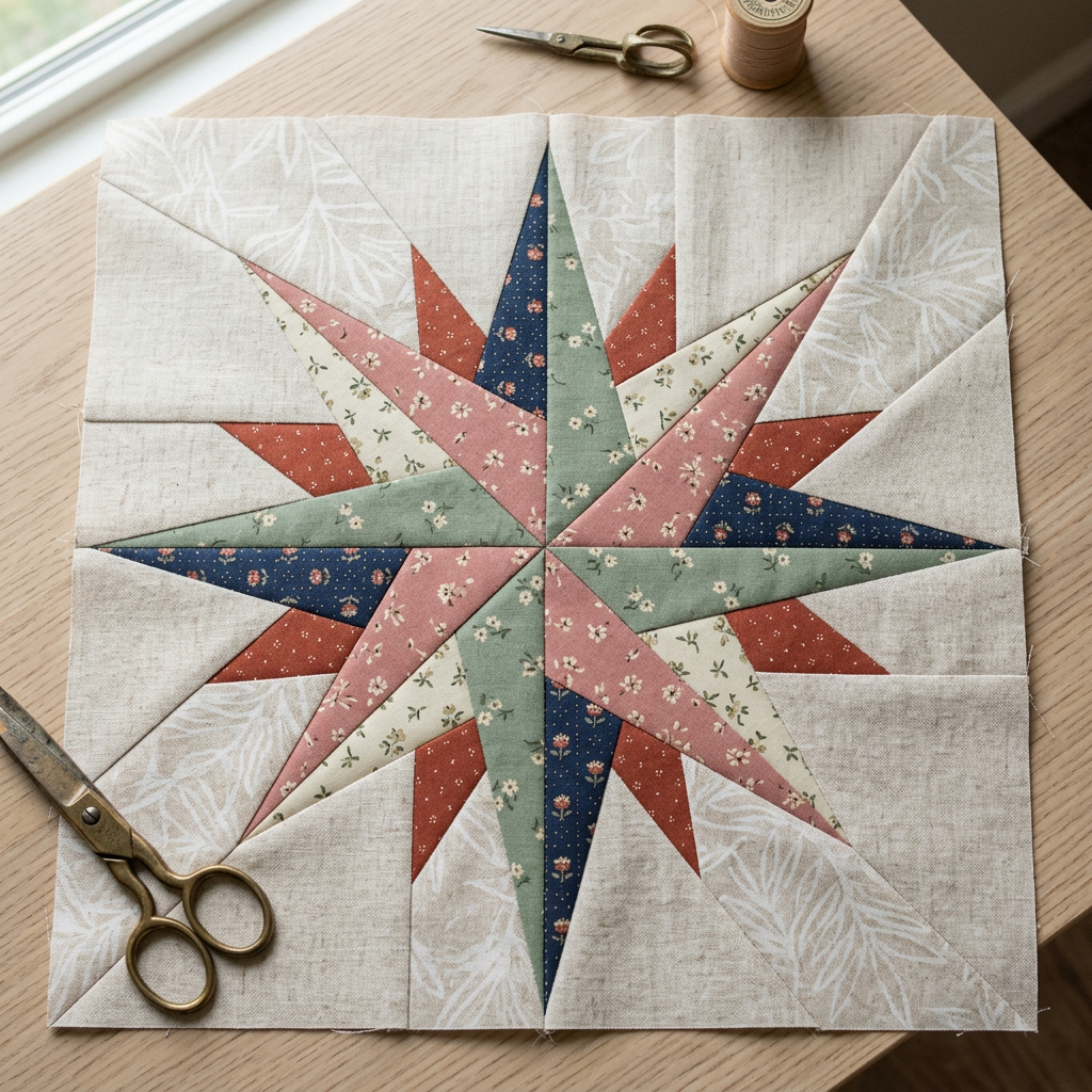 Radiant Star FPP Quilt Block Pattern – PDF Download |6 Sizes Included