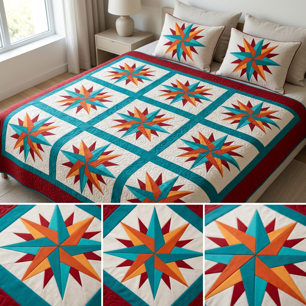 Radiant Star FPP Quilt Block Pattern – PDF Download |6 Sizes Included