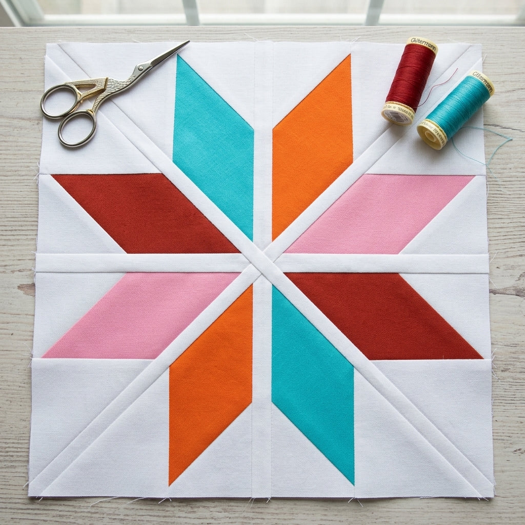Frostwind Star FPP Quilt Block Pattern – PDF Download |6 Sizes Included