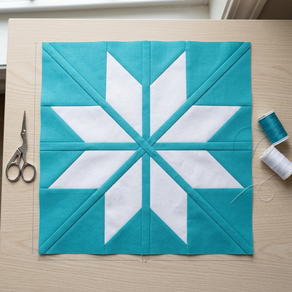 Frostwind Star FPP Quilt Block Pattern – PDF Download |6 Sizes Included