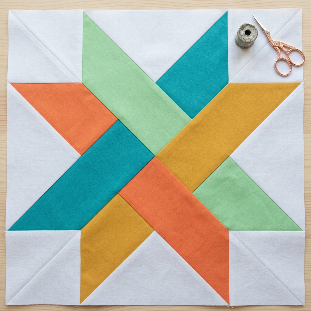 Woven Star FPP Quilt Block Pattern – PDF Download |6 Sizes Included