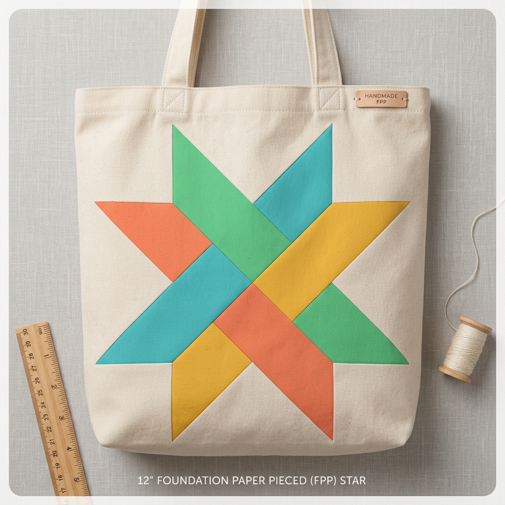 Woven Star FPP Quilt Block Pattern – PDF Download |6 Sizes Included
