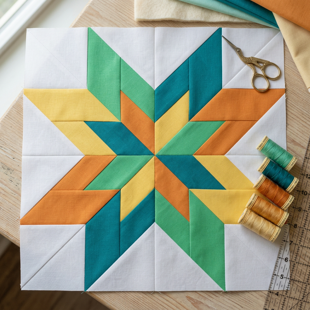 Solar Star FPP Quilt Block Pattern – PDF Download |6 Sizes Included