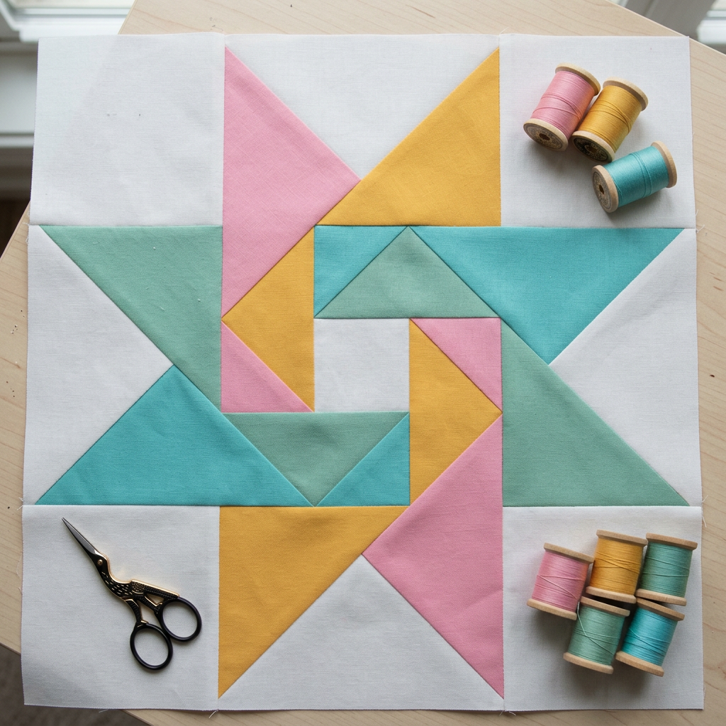 Twirling Star FPP Quilt Block Pattern – PDF Download |6 Sizes Included (Copy)
