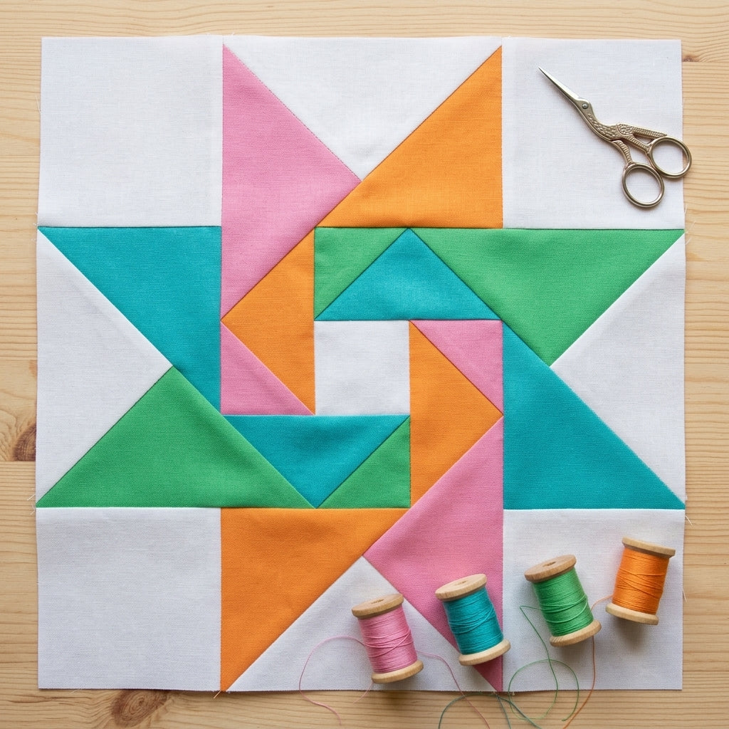 Twirling Star FPP Quilt Block Pattern – PDF Download |6 Sizes Included (Copy)