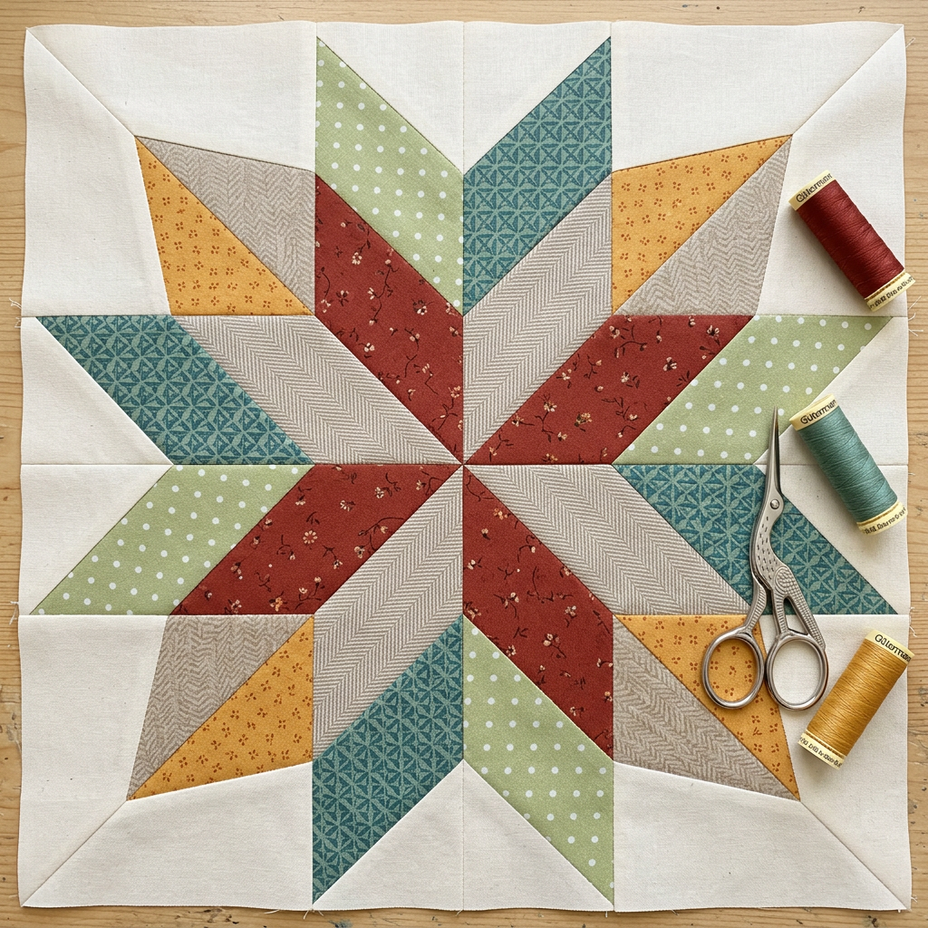 Cardinal Star FPP Quilt Block Pattern – PDF Download |6 Sizes Included