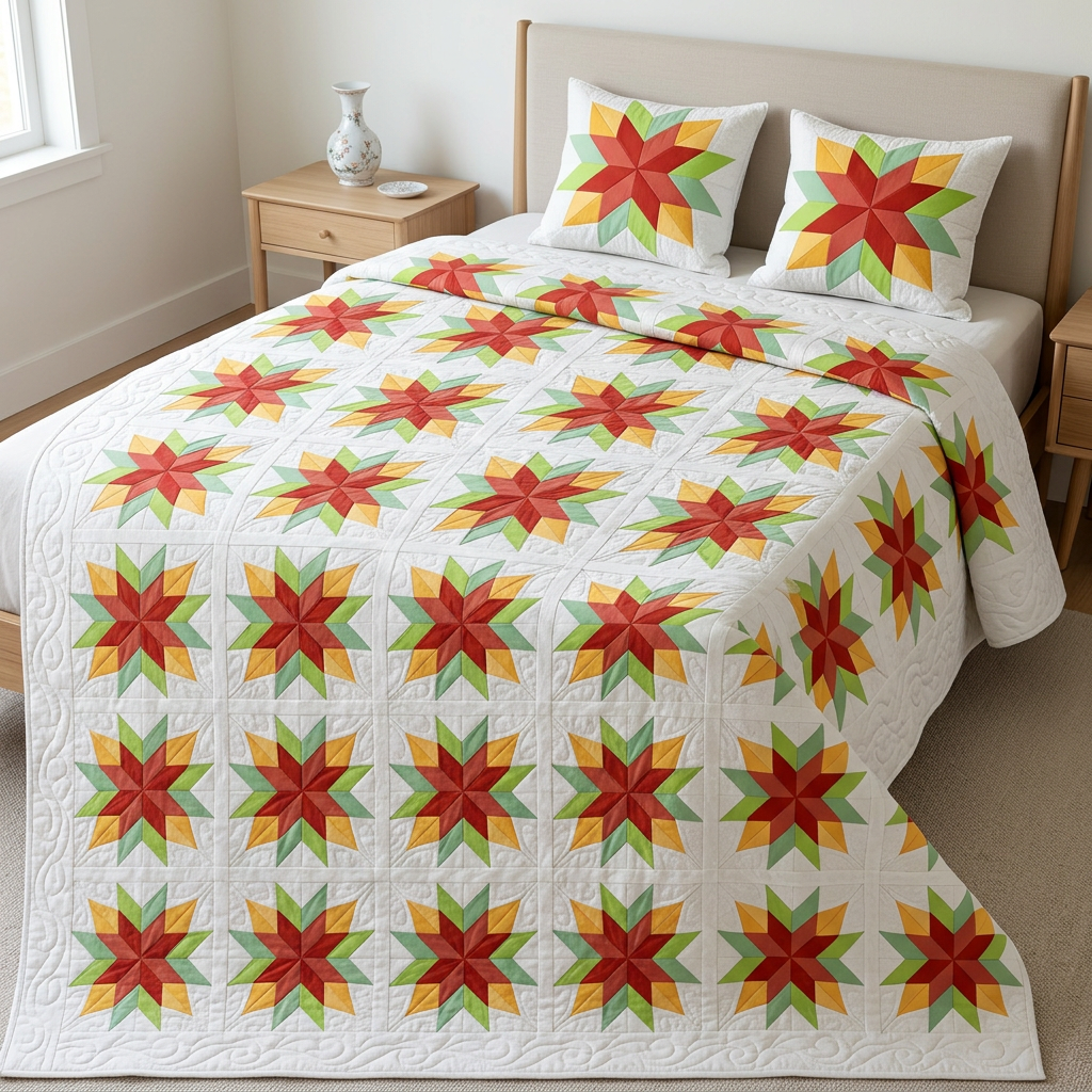 Cardinal Star FPP Quilt Block Pattern – PDF Download |6 Sizes Included